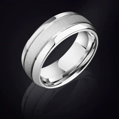 Mens Wedding Ring Frosted Tungsten Band