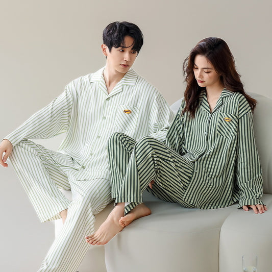 Matching Couple Pajamas Cotton | Pin Stripe