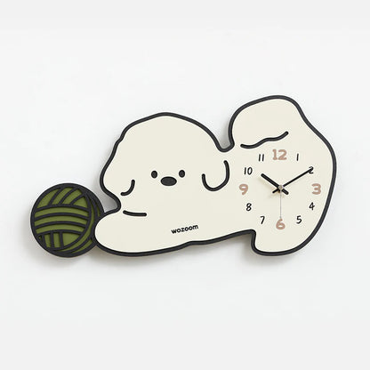 Cute Puppy Kids Bedroom Silent Wall Clock – Playful Puppy Design