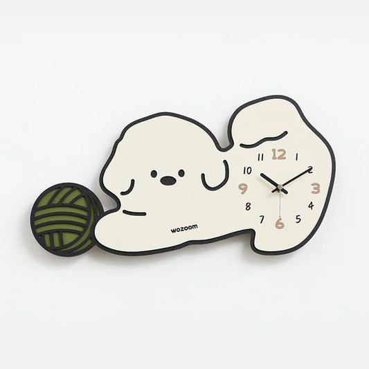 Cute Puppy Kids Bedroom Silent Wall Clock – Playful Puppy Design