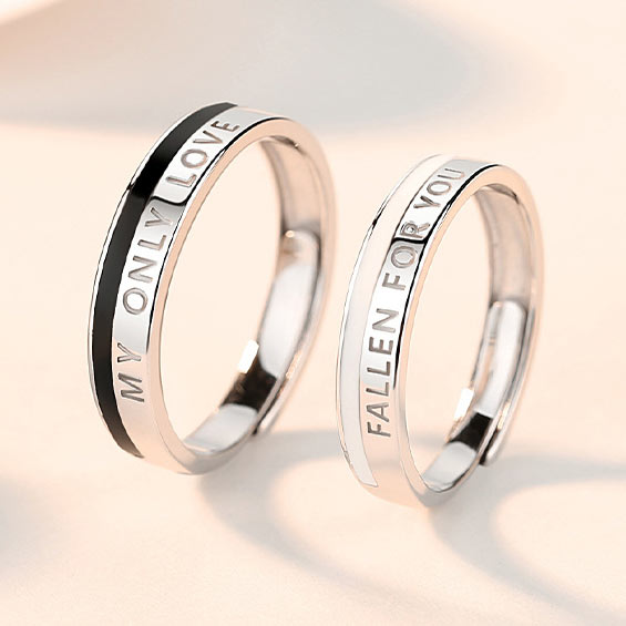Custom Couple Promise Rings Set for Him and her