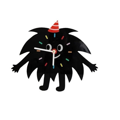 Silent Wall Clock for Kids – Cartoon Black Buddy, 24.5×30 cm