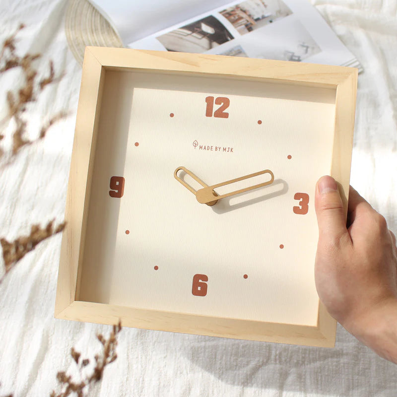 Solid Wood Silent Square Clock – Minimal Design