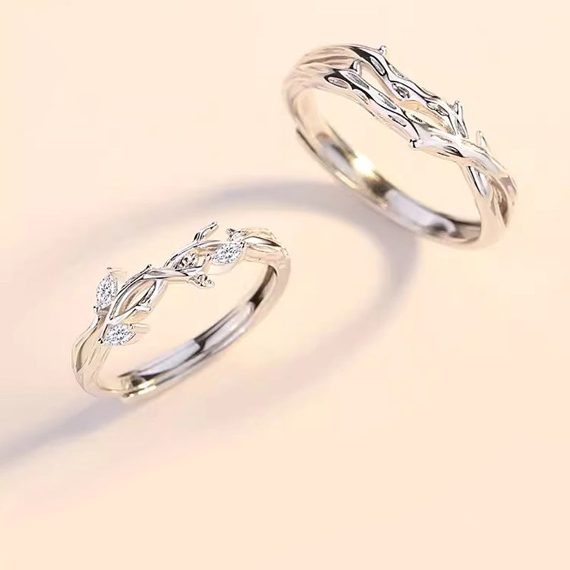 Engravable Love Branch Promise Rings for Couples