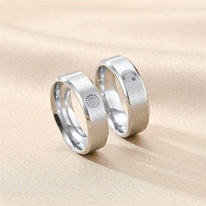 Sun and Moon Matching Promise Rings for Couples