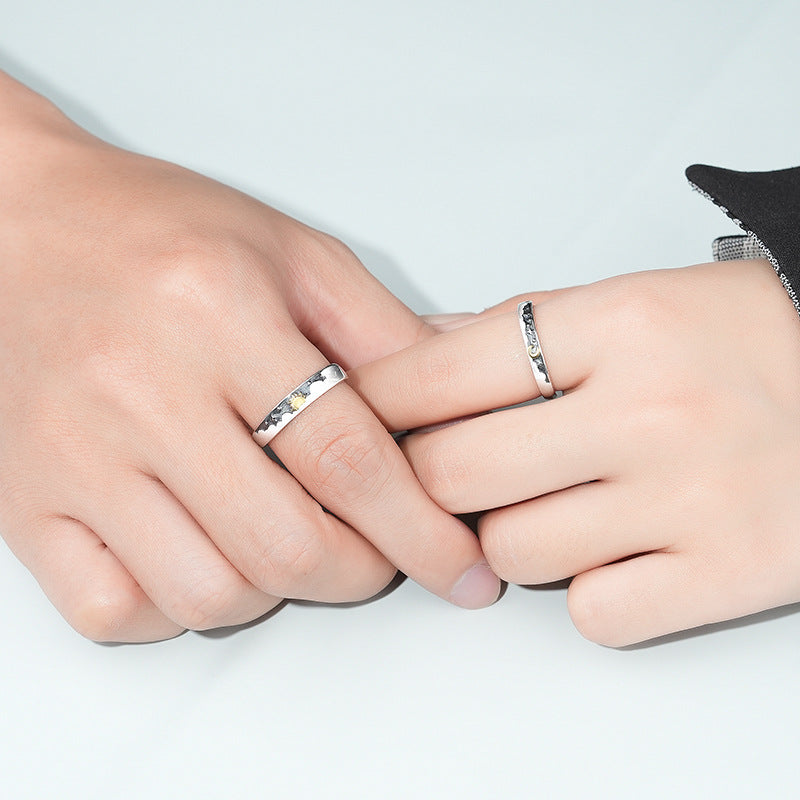 Custom Engraved Sun and Moon Wedding Rings for Couples