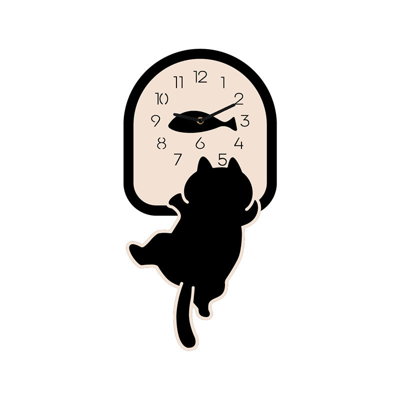 Cute Cat Silent Wall Clock — Kids’ Bedroom Wall Decor (30×30 cm)