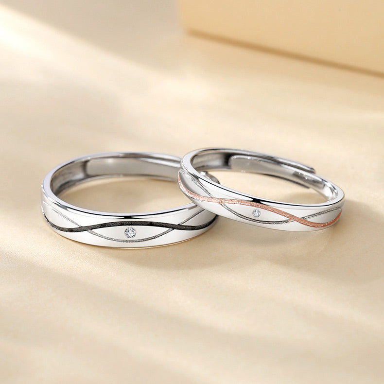 Personalized Matching Wedding Rings Set for Couples (Adjustable Size ...