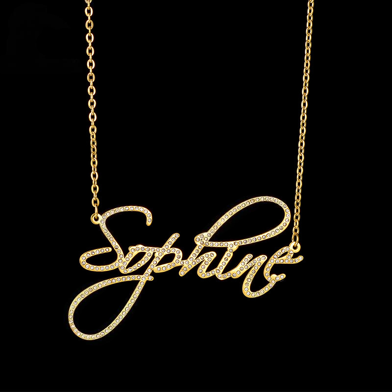 Personal Signature Diamond Name Necklace