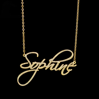 Personal Signature Diamond Name Necklace