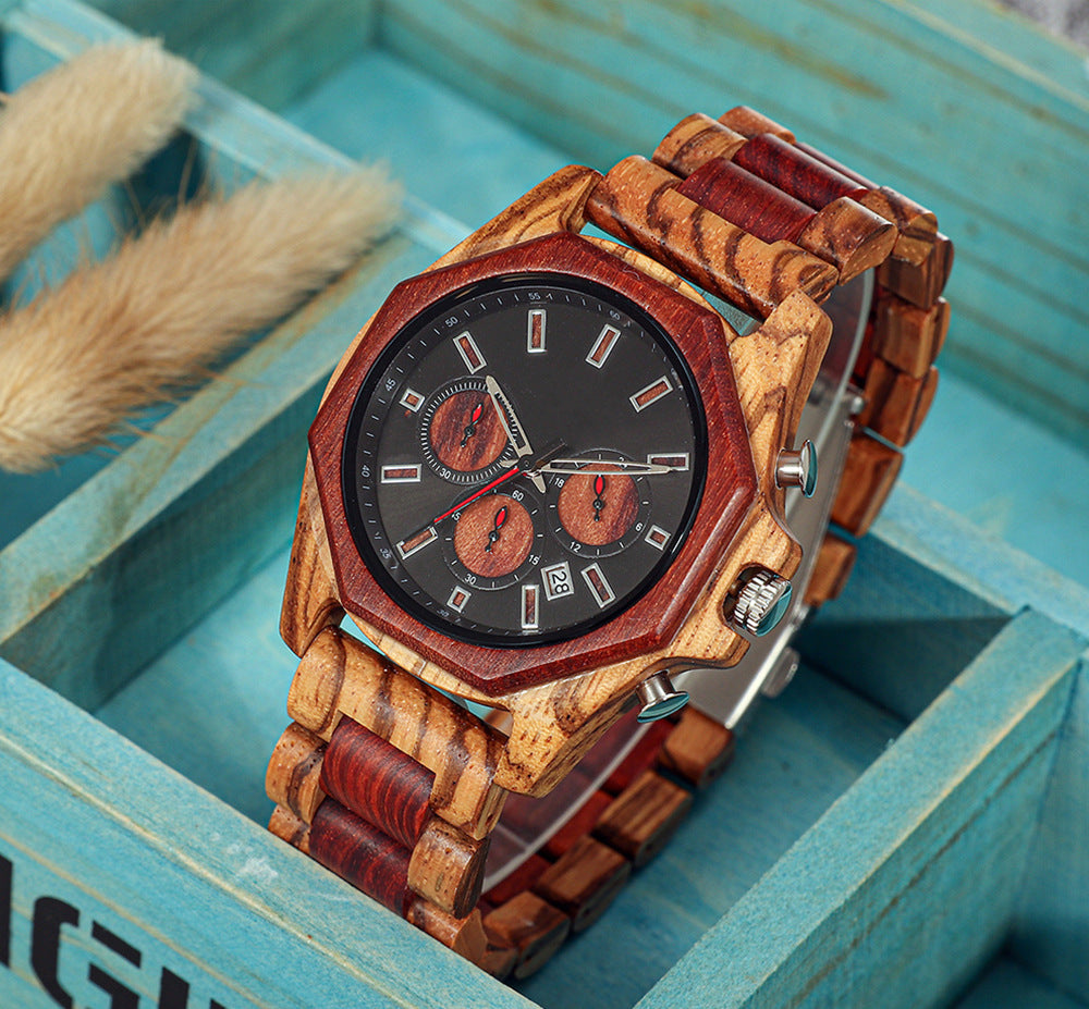 Matching Multifunctional Wood Couple Watch Set for Two