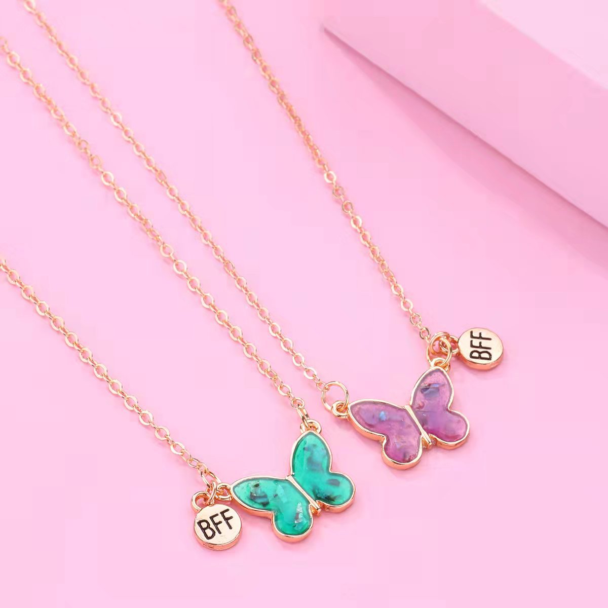 Cute Butterfly Bff Necklaces Set for 2