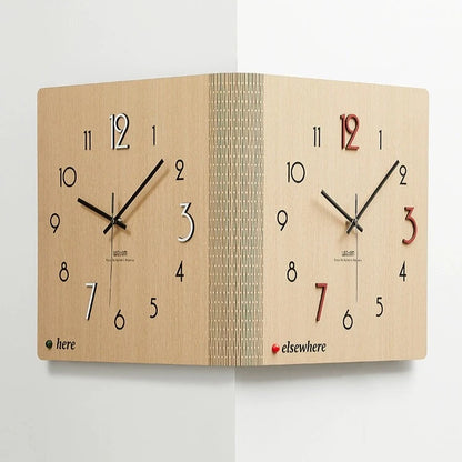 Two Sided Analog Silent Wall Corner Clock