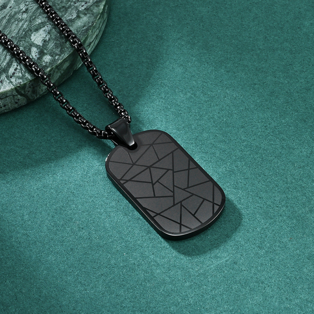 Engraved Cracked Pattern Mens Necklace Gift for Him