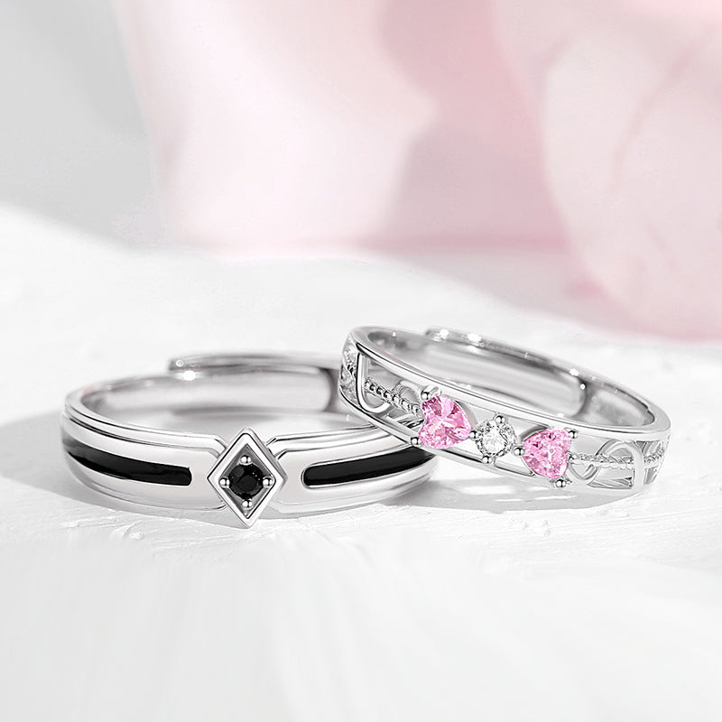 Matching CZ Bow Rings Set for Men and Women