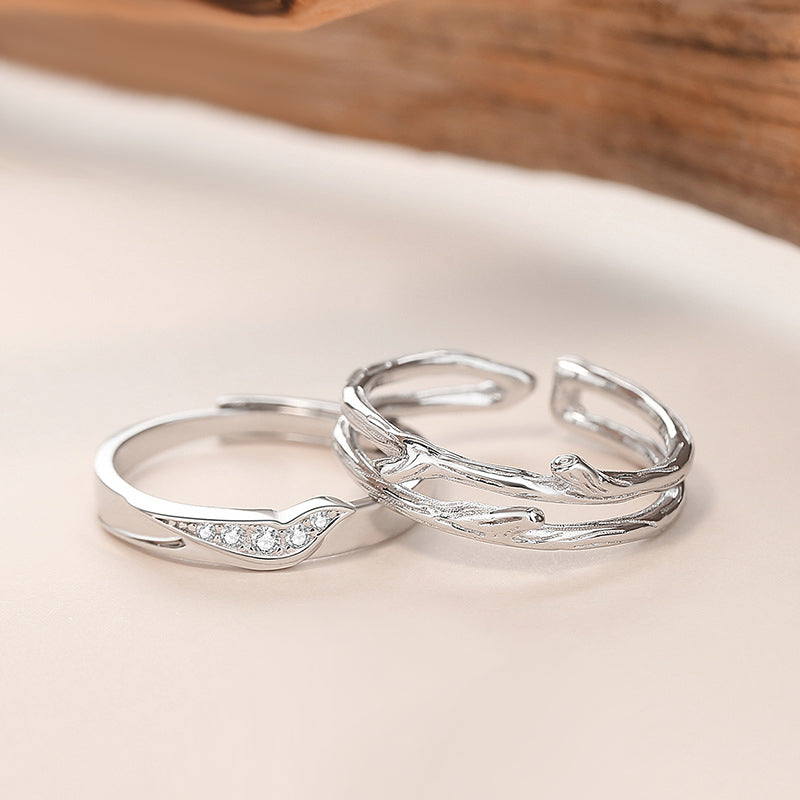 Matching Branch Romantic Rings Set for Couples