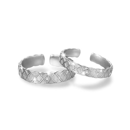 Sparkling Matching Wedding Bands Adjustable Size