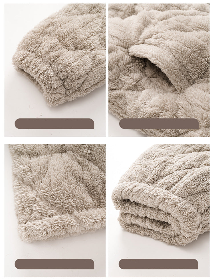 Matching Winter Couple Pajamas Set – Quilted Triple-Layer Fleece with Cotton Padding