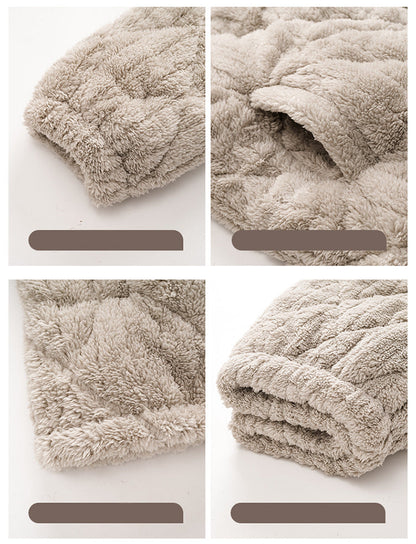Matching Winter Couple Pajamas Set – Quilted Triple-Layer Fleece with Cotton Padding
