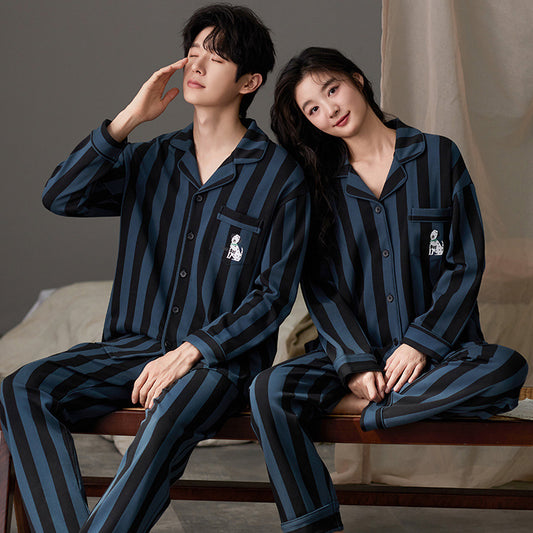 Modern Bold Stripe Couple's Pajama Set