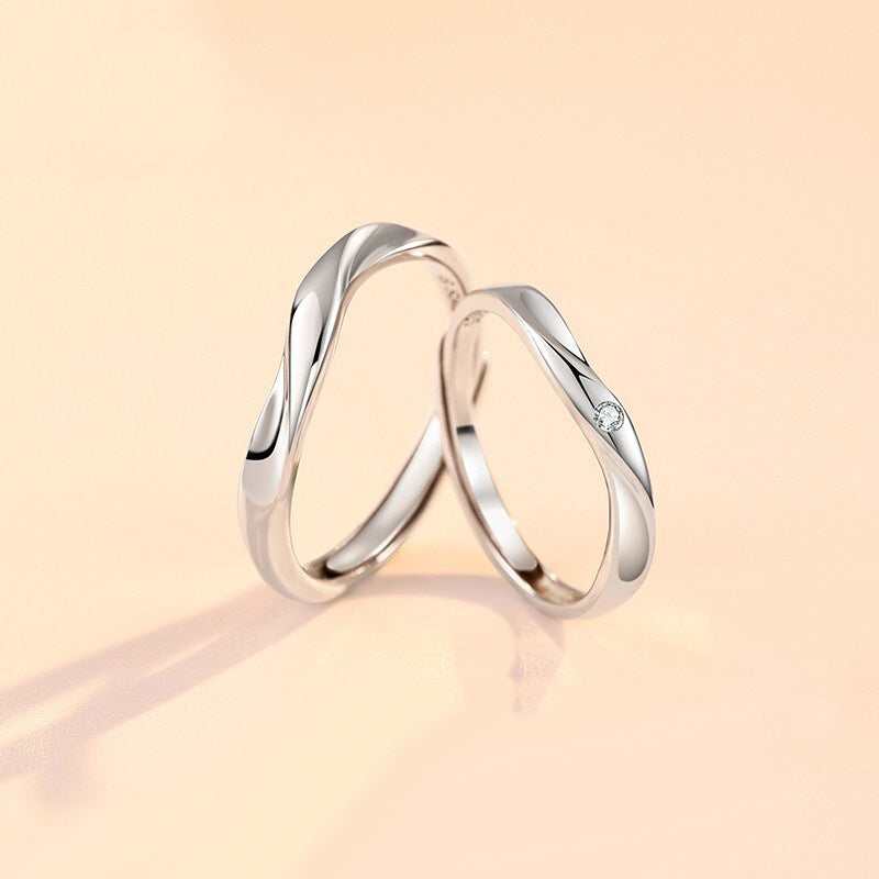 Custom Engraved Minimalist Promise Rings Set for Couples