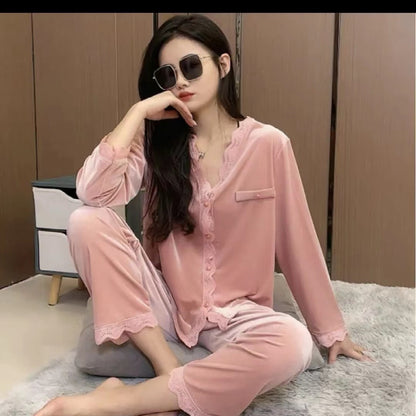 Luxury Velour Pajama Set for Women - Gullei