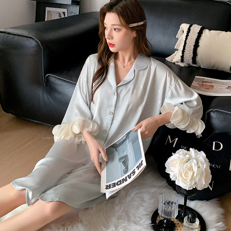 Feminine Ruffle Nightshirt for Women - Gullei