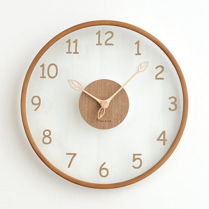 Leaf Hands Solid Wood Analogue Wall Clock (10")