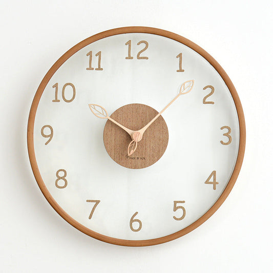 Leaf Hands Solid Wood Analogue Wall Clock (10")