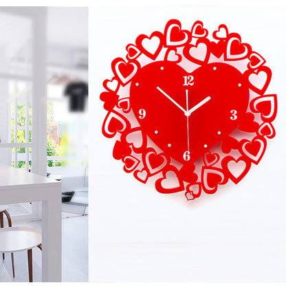 Hearts Acrylic Wall Decorative Silent Clock – Romantic Boho Chic Design