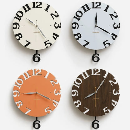 Big Numbers Analog Silent Pendulum Wall Clock