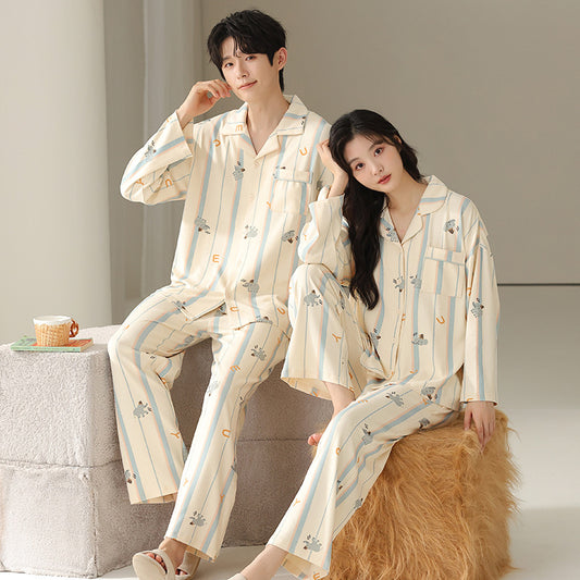 Long Sleeve Elephant Pattern Pajamas Set 100% Cotton