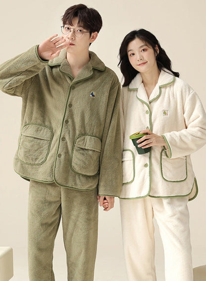 Thick Fleece Winter Pajamas Set for Couples