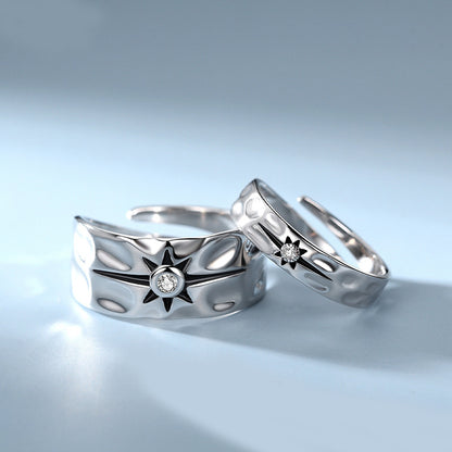 Guardian Star Matching Adjustable Size Rings for Couples