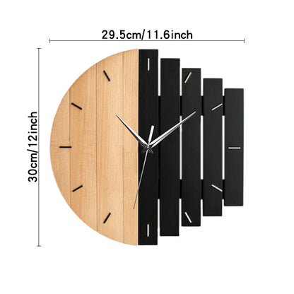 Unique Wooden Analog Silent Wall Clock — 30×30 cm