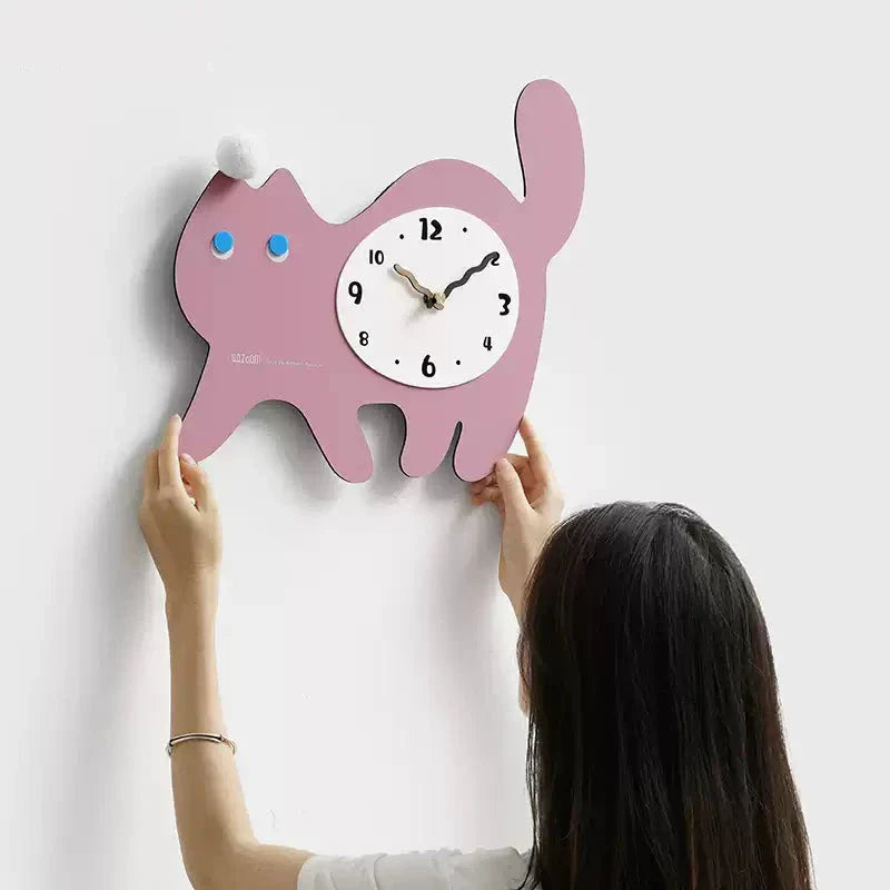 Cute Cat Kids Bedroom Silent Wall Clock – Playful Design & Quiet Movement