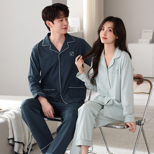 Long Sleeves Comfortable Matching Sleepwear Set 100% Cotton