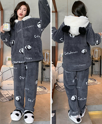 Panda Matching Hoodie Pajamas Set for Couples