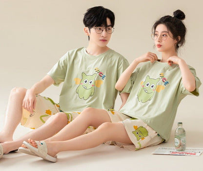 Cartoon Summer Family Pajamas Set 100% Cotton