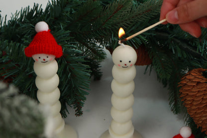 Snowman Christmas Scented Real Candle Set of 2