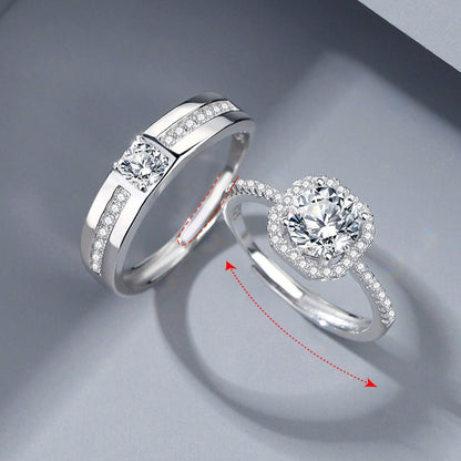 Matching Zirconium Couple Rings Set for 2 - Adjustable Size