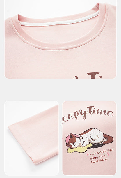 Soft Lounge Couple Pajamas – Cotton Sleepwear with Sleepy Puppy Prints by Gullei