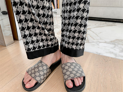 Houndstooth Faux Silk Couple Pajamas – Retro Luxury