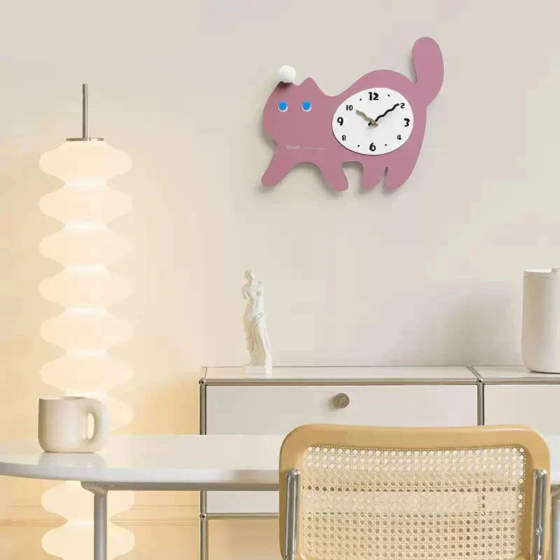 Cute Cat Kids Bedroom Silent Wall Clock – Playful Design & Quiet Movement
