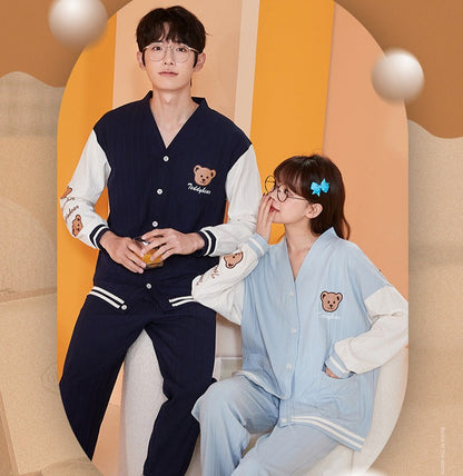 Couples Matching Breathable Bear Pajamas Set