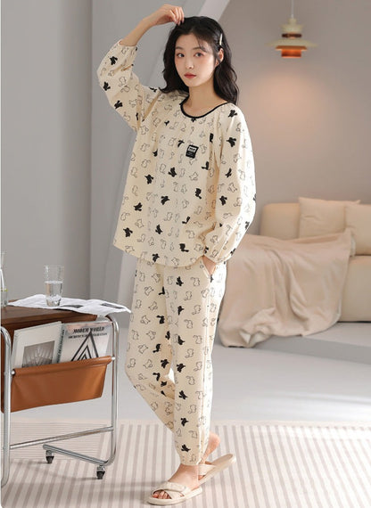 Cute Rabbit Women's Sleepwear Set - 100% Cotton