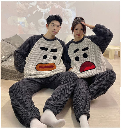 Matching Warm Sleepwear Pajamas Set for Couples