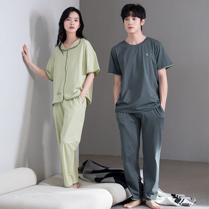 Matching Short Sleeve Pajamas for Couples 100% Cotton
