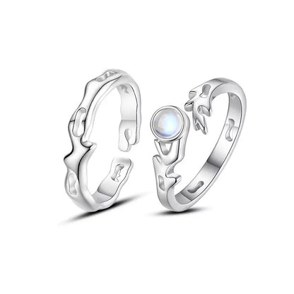 Custom Matching Moonstone Promise Rings for Couples