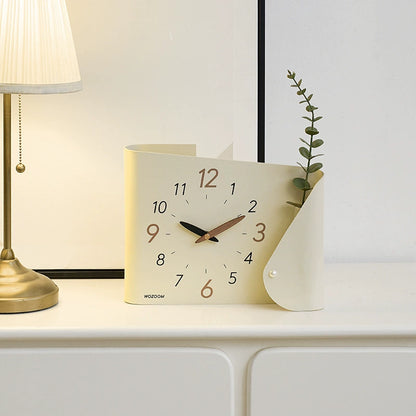 Modern Silent Desk Clock with Integrated Vase